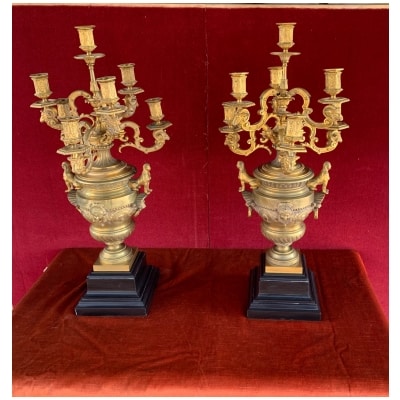 Pair of large gilt bronze candelabra XIXth century 3