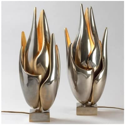 Pair of "Flame" lamps by Michel Armand