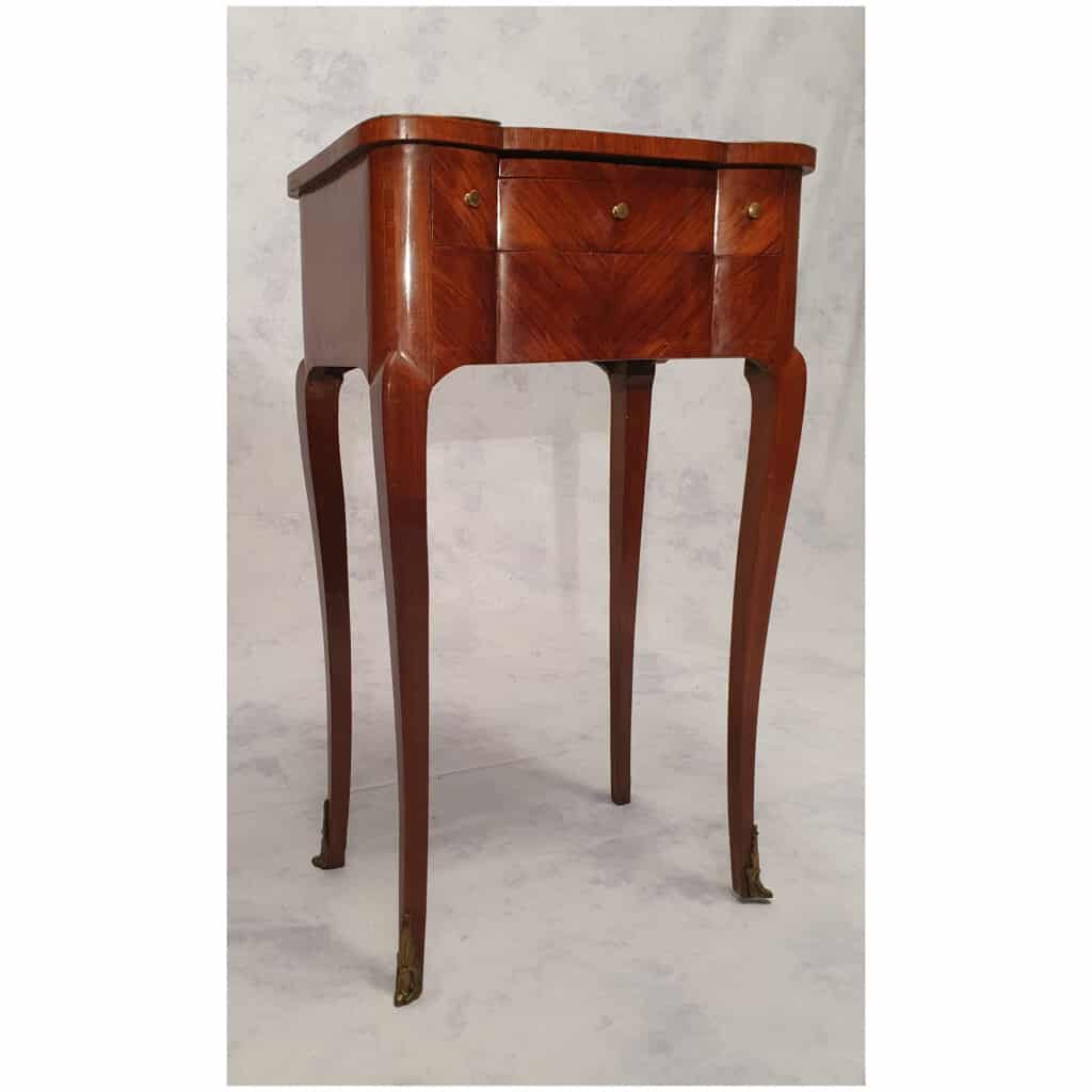 Writing Table Transition Louis XV, Louis XVI – Marquetry – Rosewood – 19th 4