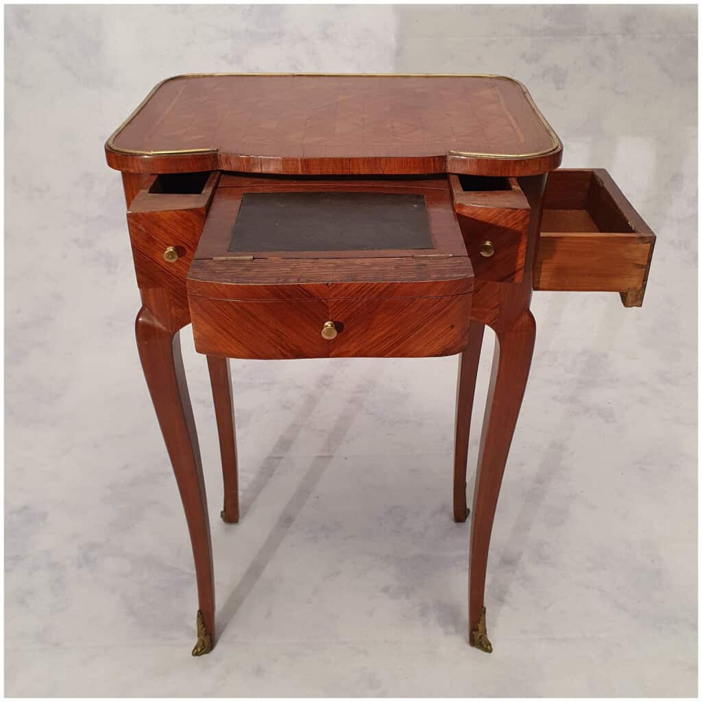 Writing Table Transition Louis XV, Louis XVI – Marquetry – Rosewood – 19th 7