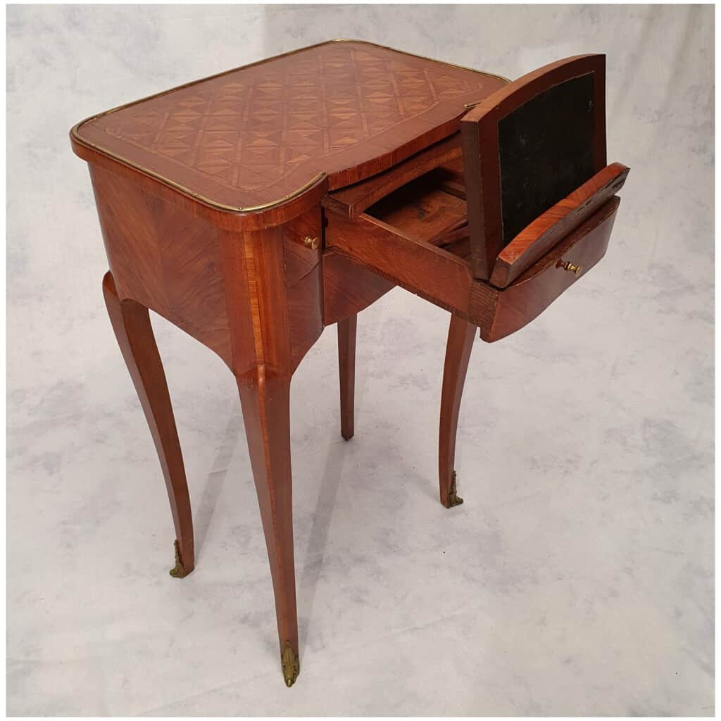 Writing Table Transition Louis XV, Louis XVI – Marquetry – Rosewood – 19th 8