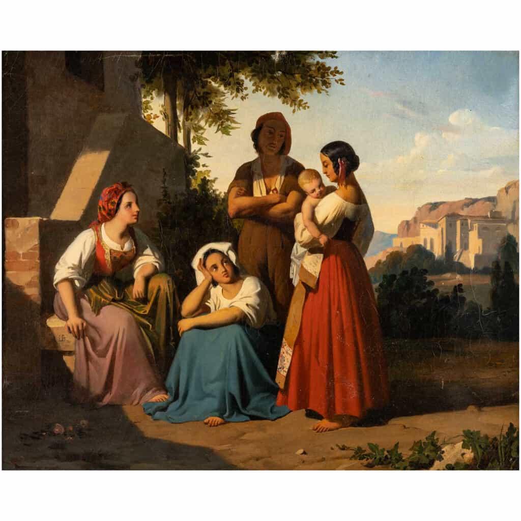 Léopold Robert 1794-1835. Pair Of Paintings. At Well And The Rest. 4