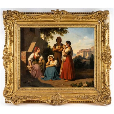 Léopold Robert 1794-1835. Paire De Tableaux. Au Puits Et Le Repos.