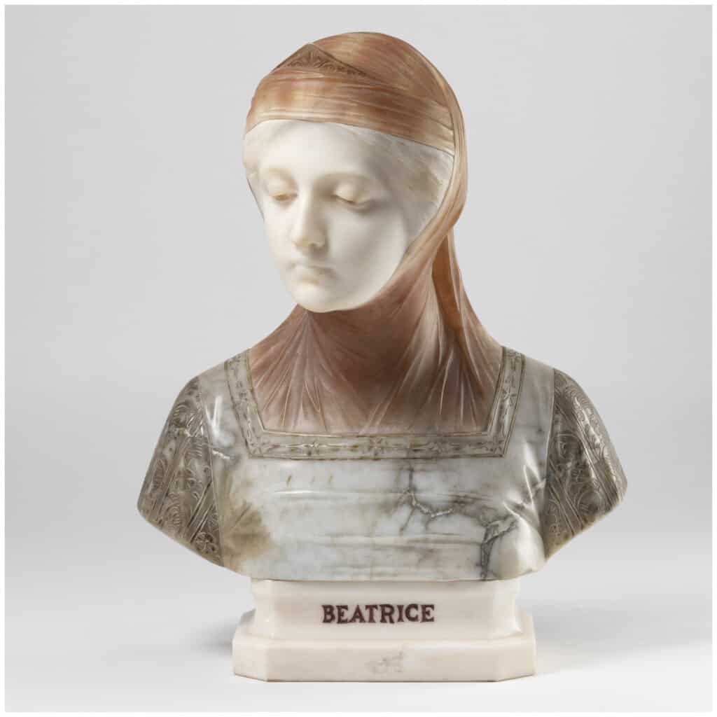 Giuseppe Bessi (1857-1922), Beatrice, marble and alabaster sculpture, XIXe 3