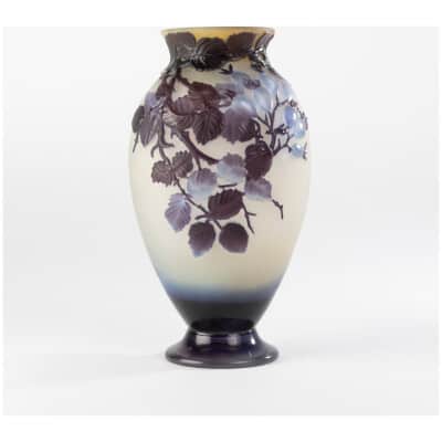 Emile Gallé (1846-1904), vase en verre multicouche et soufflé à décor de branches d’églantier, XIXe