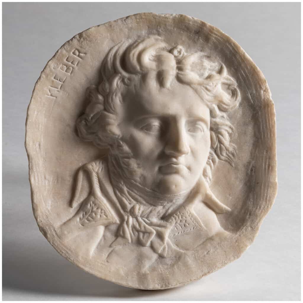 After David d'Angers (1788-1856), "Kleber", marble medallion, XIXe 3