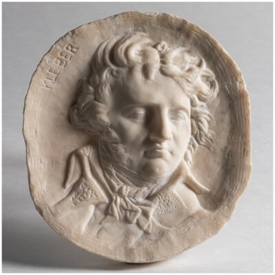 After David d'Angers (1788-1856), "Kleber", marble medallion, XIXe