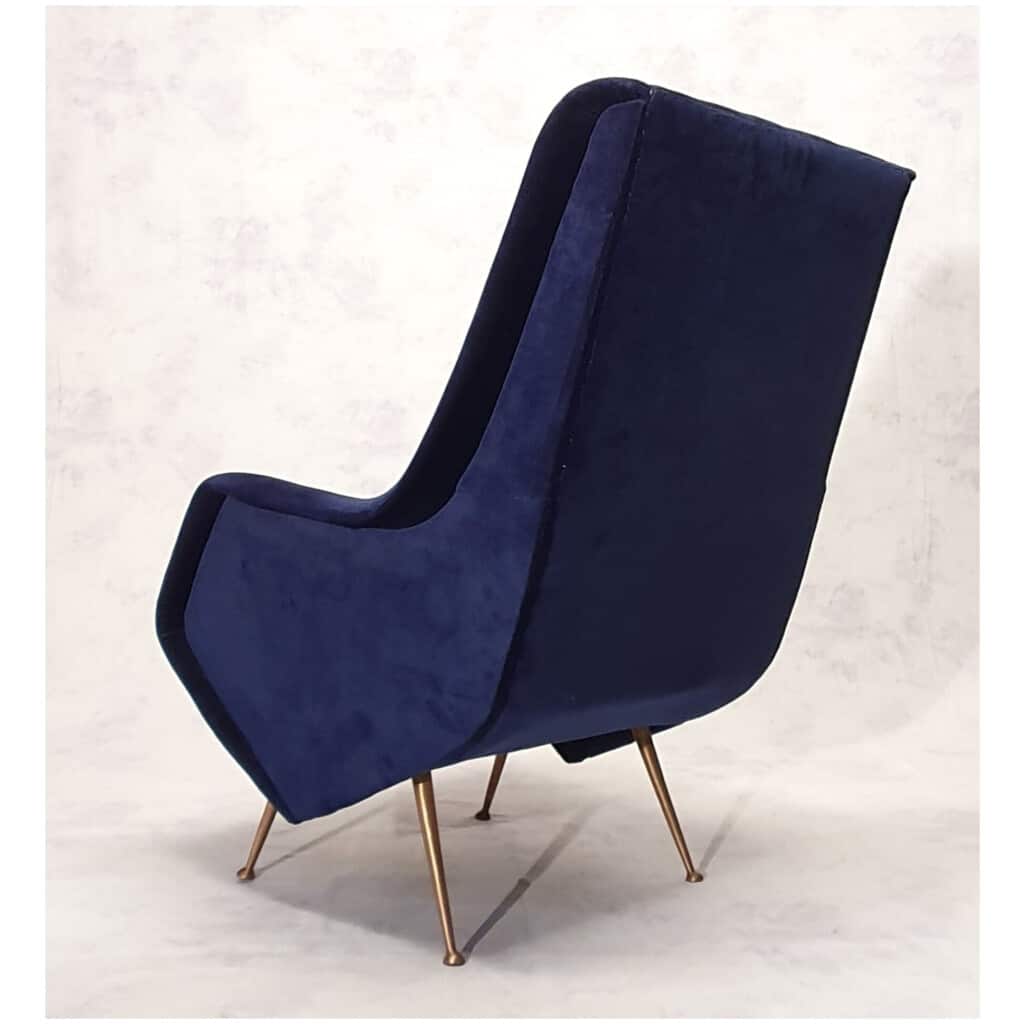 Paire De Fauteuils Italiens – Aldo Morbelli Pour Isa Bergamo – Bleu Nuit – Ca 1950 7