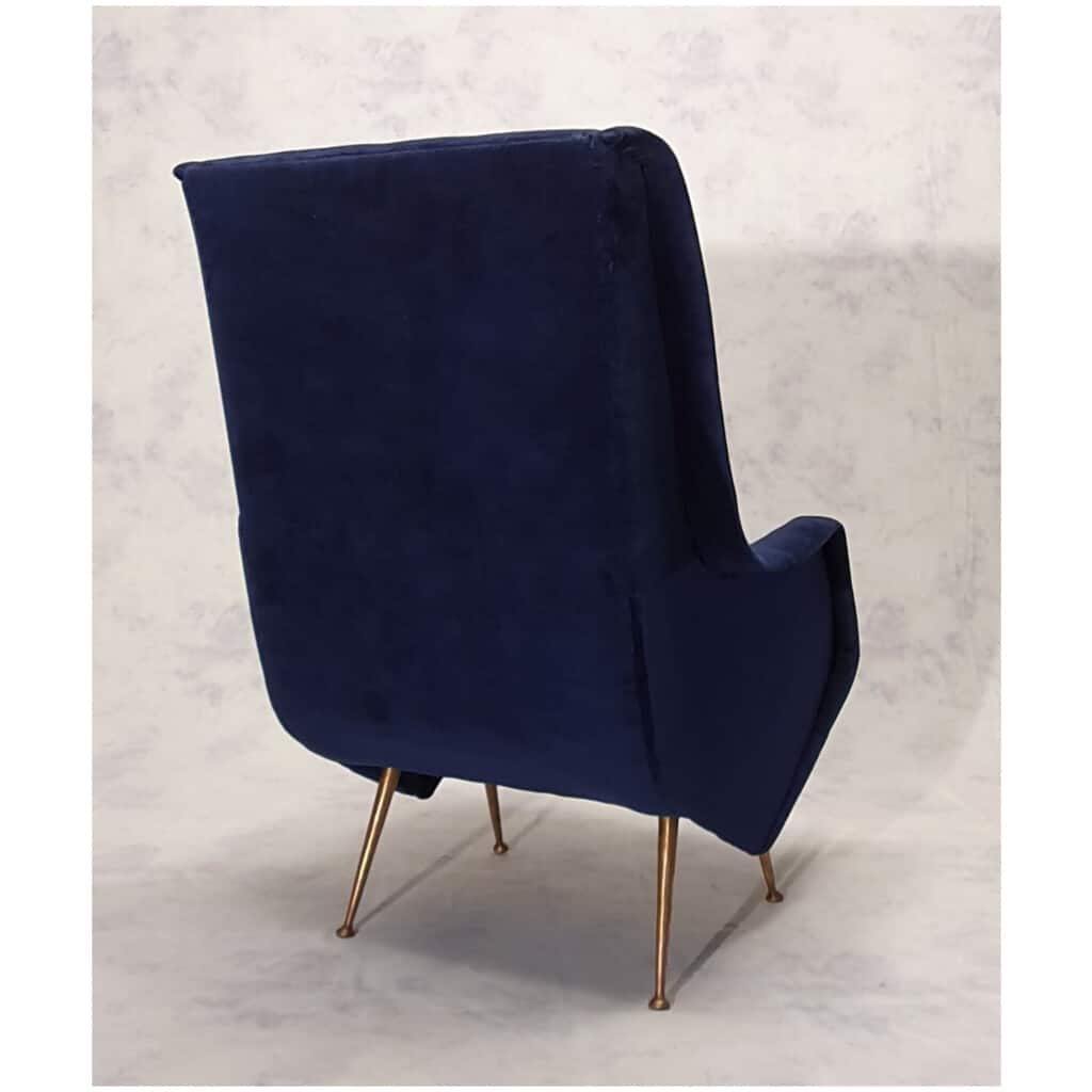 Paire De Fauteuils Italiens – Aldo Morbelli Pour Isa Bergamo – Bleu Nuit – Ca 1950 11