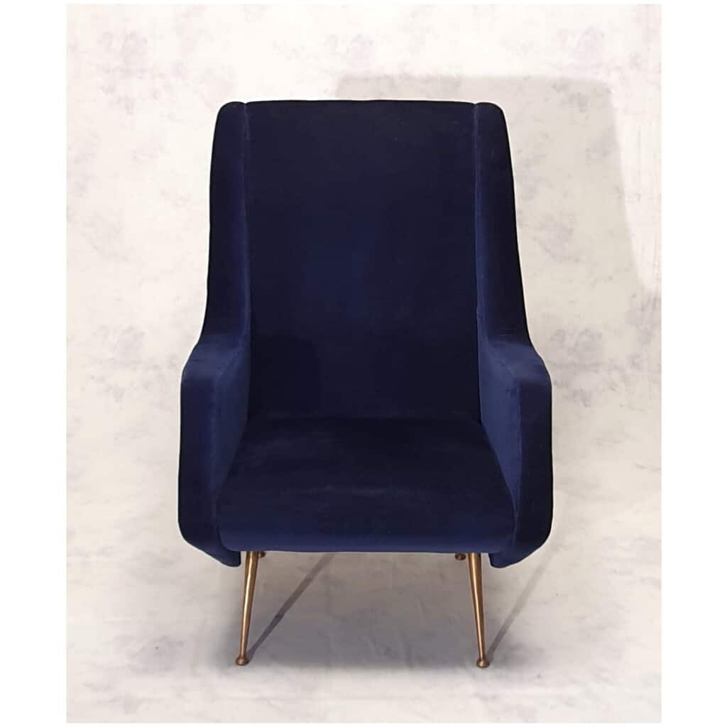 Paire De Fauteuils Italiens – Aldo Morbelli Pour Isa Bergamo – Bleu Nuit – Ca 1950 8