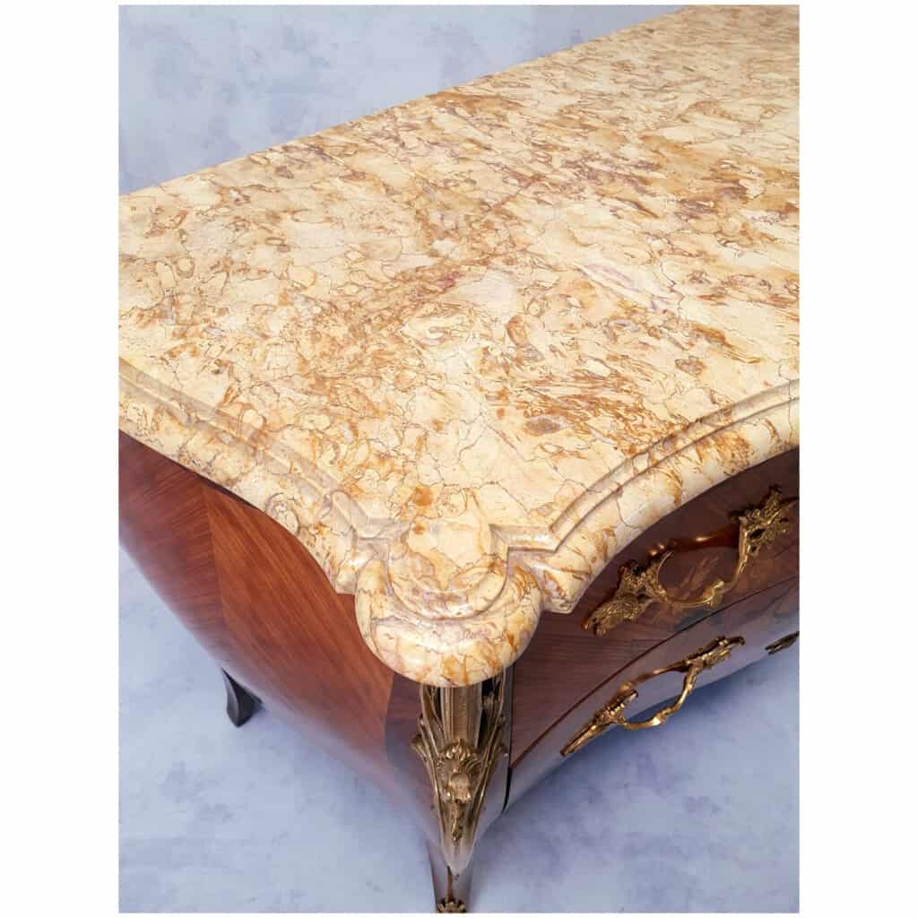 Louis XV Style Convex Commode - Floral Marquetry - Rosewood & Rosewood - 19th 9