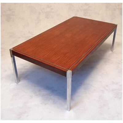 Coffee Table By Richard Schultz For Knoll International - Walnut & Chromed Steel - 1963