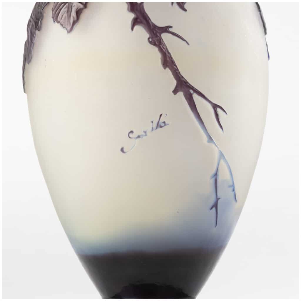 Emile Gallé (1846-1904), vase en verre multicouche et soufflé à décor de branches d’églantier, XIXe 8