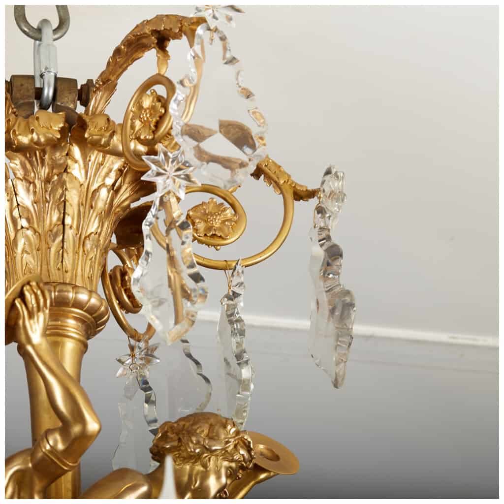 Chandelier with musicians in gilt bronze and crystal, XIXe 5