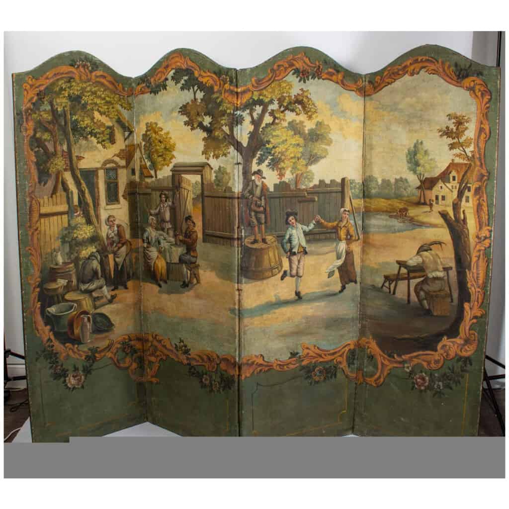 Screen in painted canvas late 18th. 3