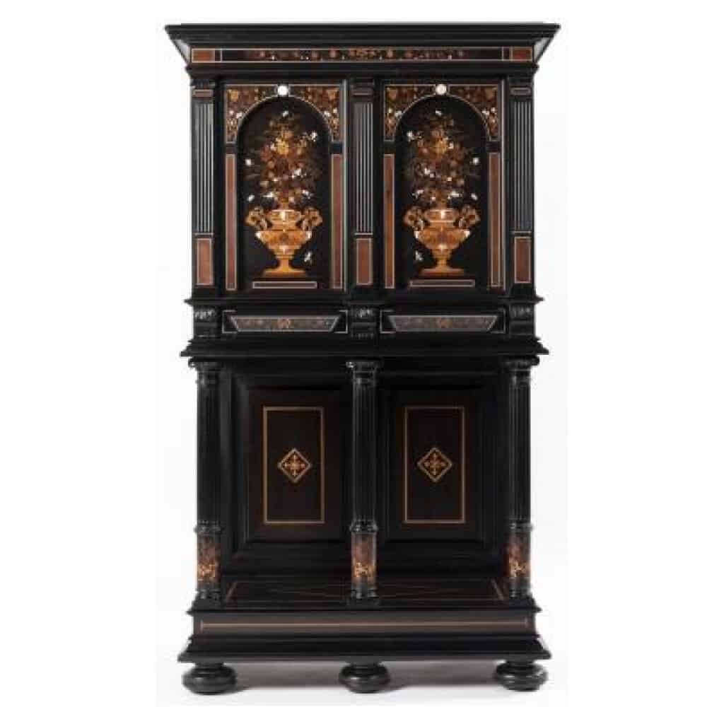 Charles Hunsinger (1823 – 1893) et Charles Adolphe Frédéric Wagner, cabinet marqueté, XIXe 3