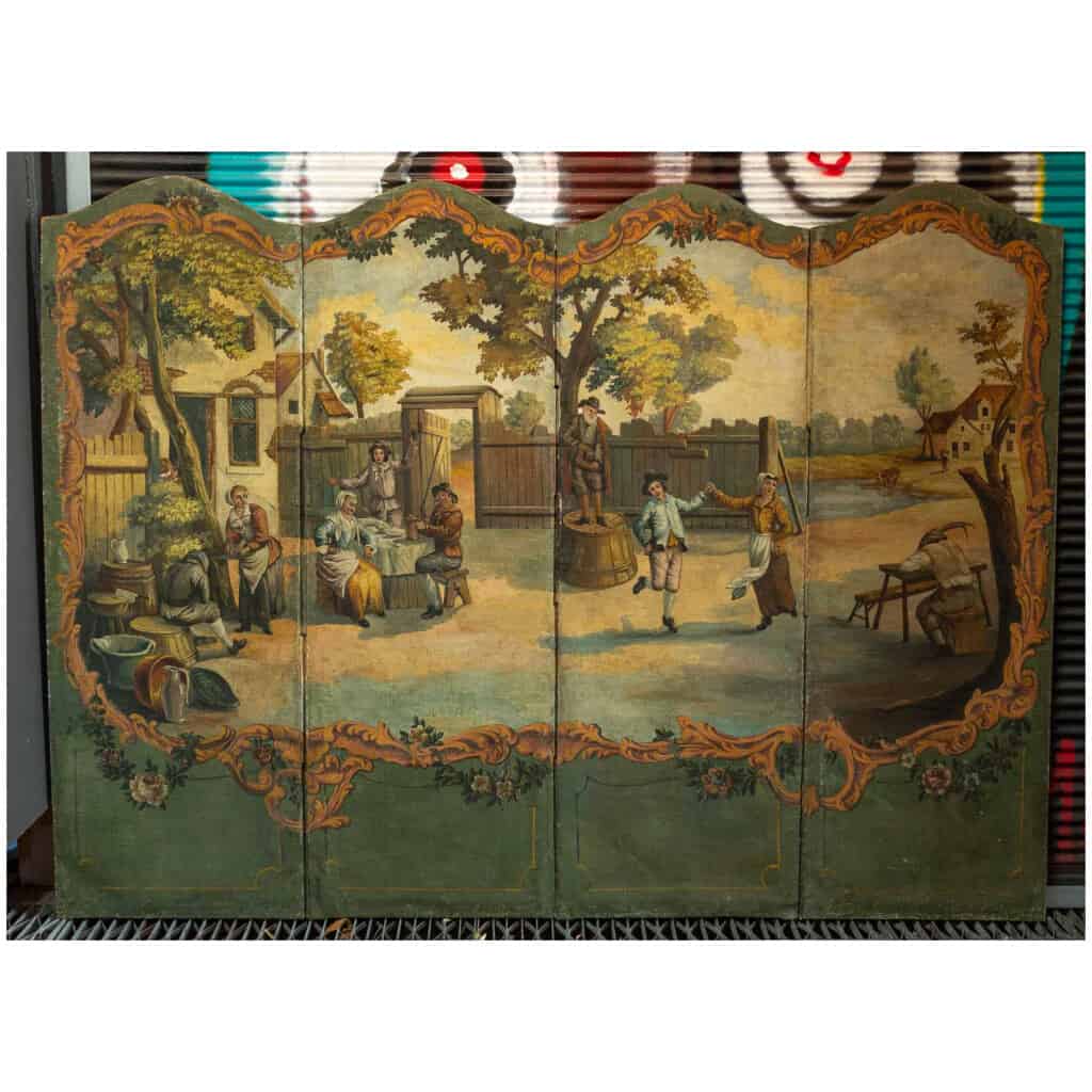 Screen in painted canvas late 18th. 9