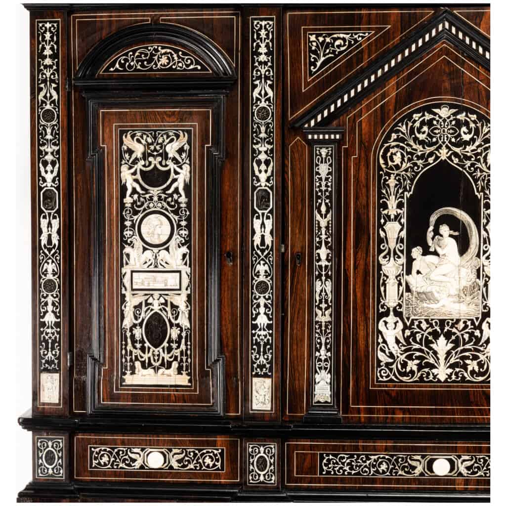 Buffet with two bodies in neo-Renaissance rosewood, XIXand 10