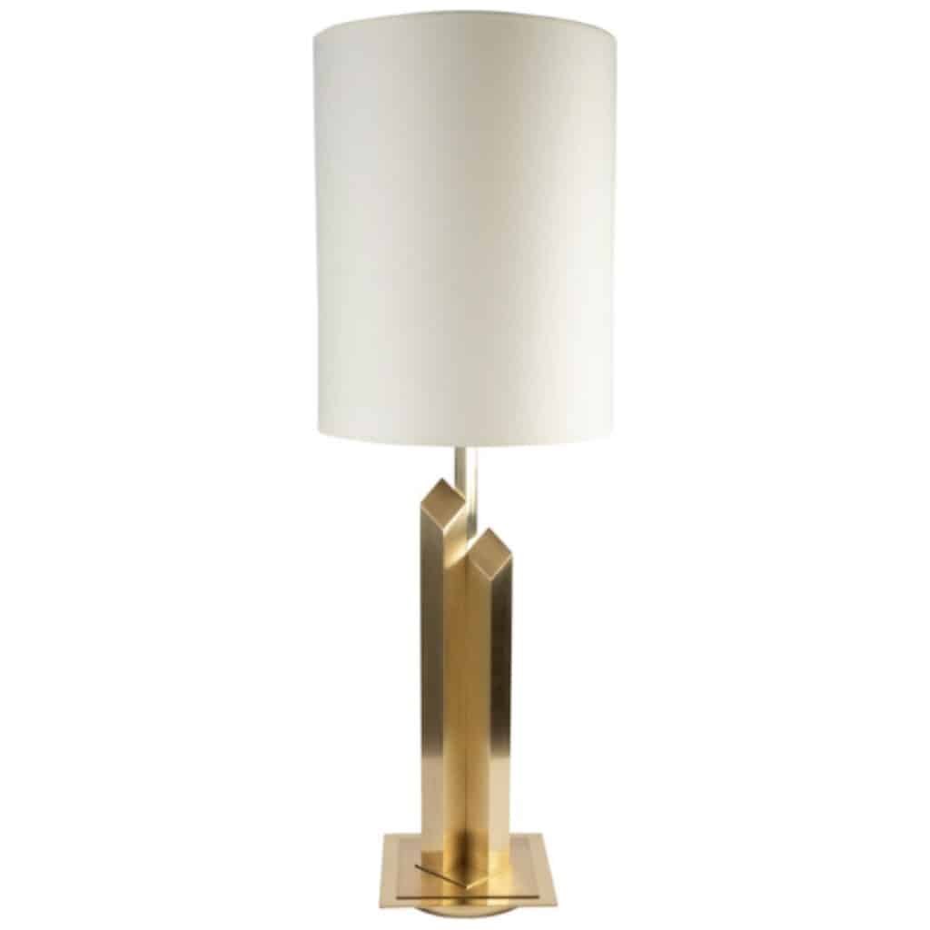 1960 Large Lamp in Golden and Satin Brass, Maison Honoré 3