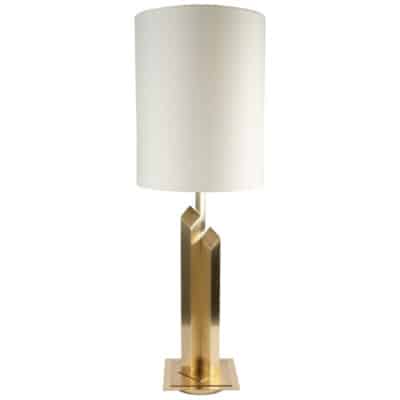 1960 Large Lamp in Golden and Satin Brass, Maison Honoré