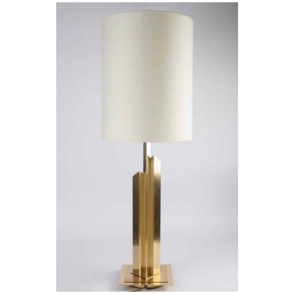 1960 Large Lamp in Golden and Satin Brass, Maison Honoré 4