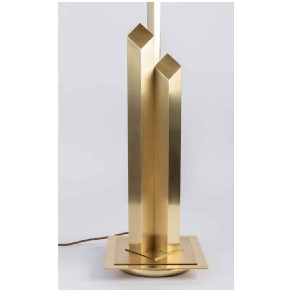 1960 Large Lamp in Golden and Satin Brass, Maison Honoré 7
