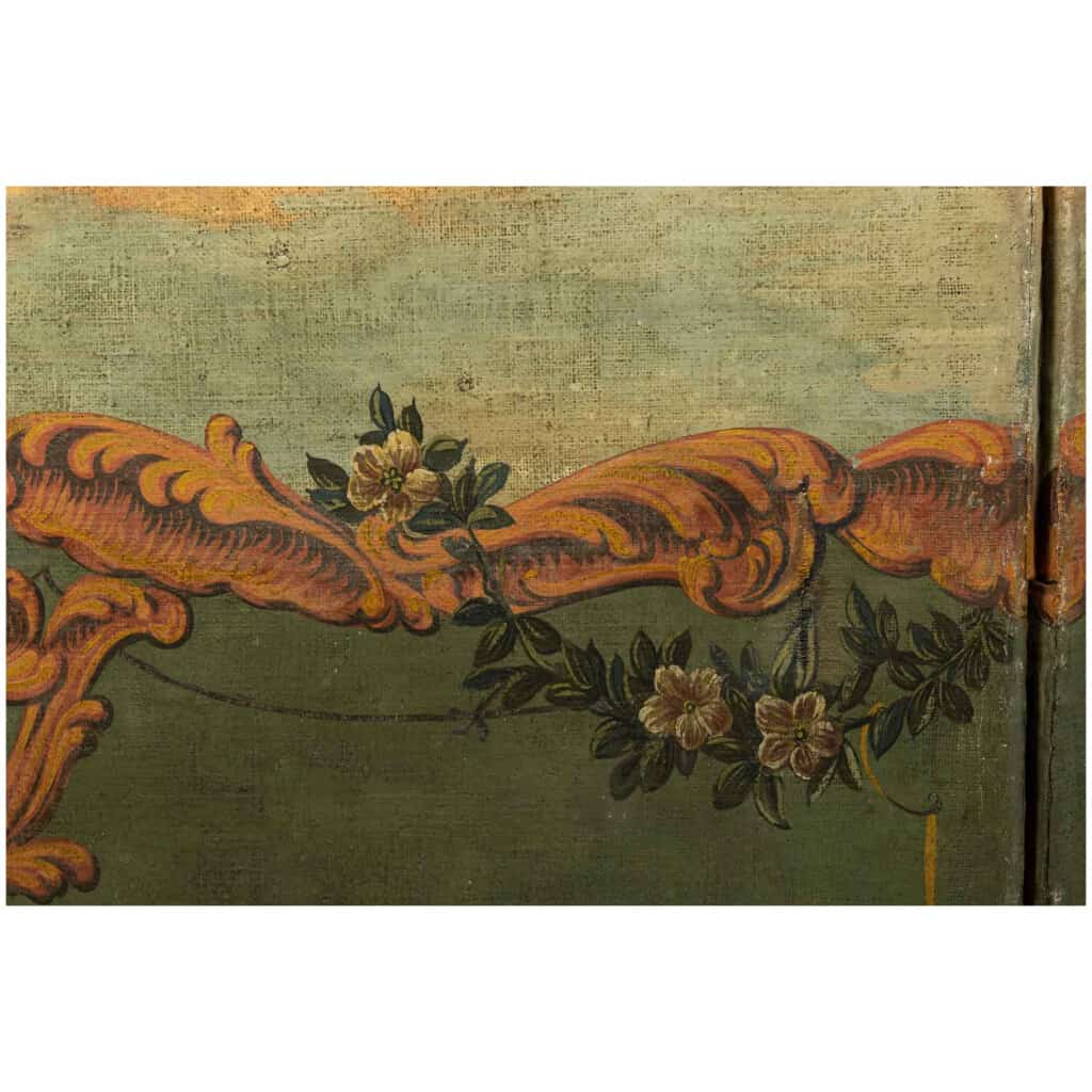 Screen in painted canvas late 18th. 8