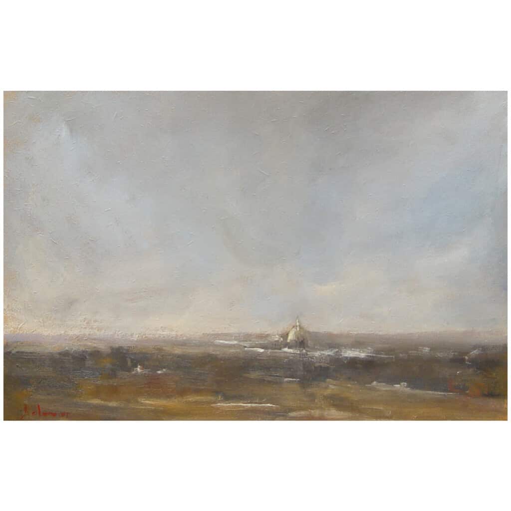 Oil painting entitled "Les Invalides par temps de neige" by the painter Isabelle Delannoy 3