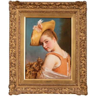 Jean Gustave Jacquet (1846-1909) – Jeune Fille Au Chapeau 3