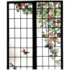 Pair of stained glass windows with nasturtiums signed Champigneulle 18