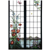 Pair of stained glass windows with nasturtiums signed Champigneulle 17