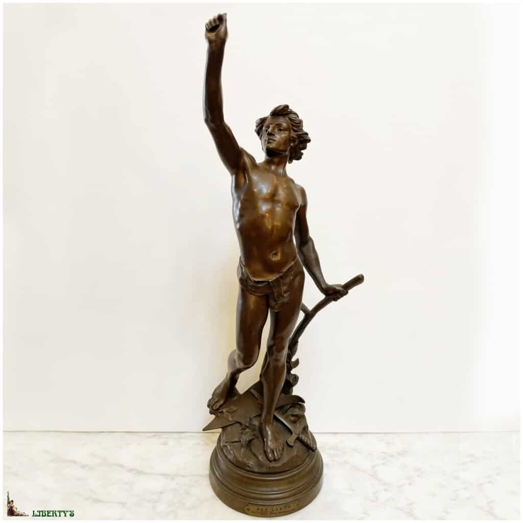 Bronze subject “Pax Labor” signed E. Drouot, top. 53cm (End XIXe) 3