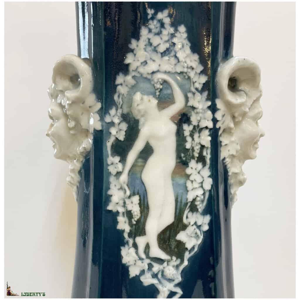 Large Alfortville porcelain vase, height. 39.5cm (XIXe) 4