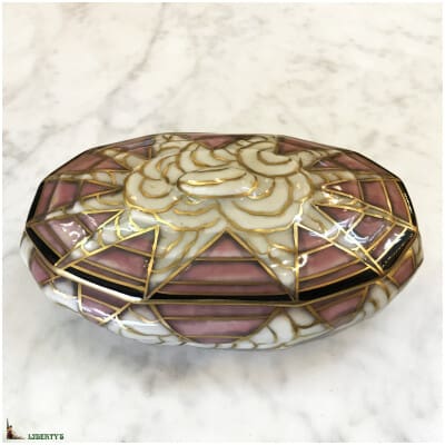 E. Tharaud art-deco porcelain candy box, 17 cm x 10.5 cm (Deb. XXth) 3