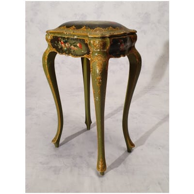 Table Coffret Style Louis XV – Vénitien – Bois Peint – 19ème