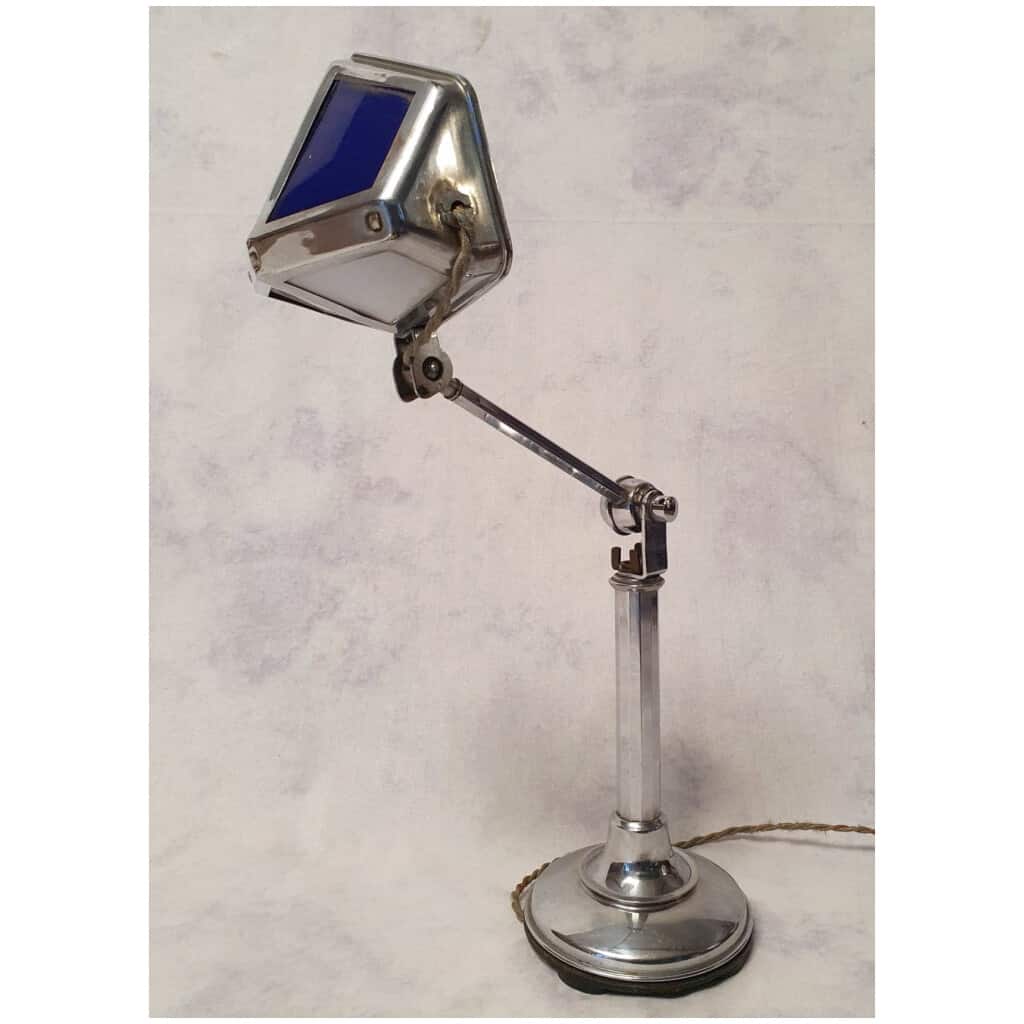 Lampe De Bureau Pirouett – Époque Art Déco – Verre Et Aluminium – Ca 1930 5