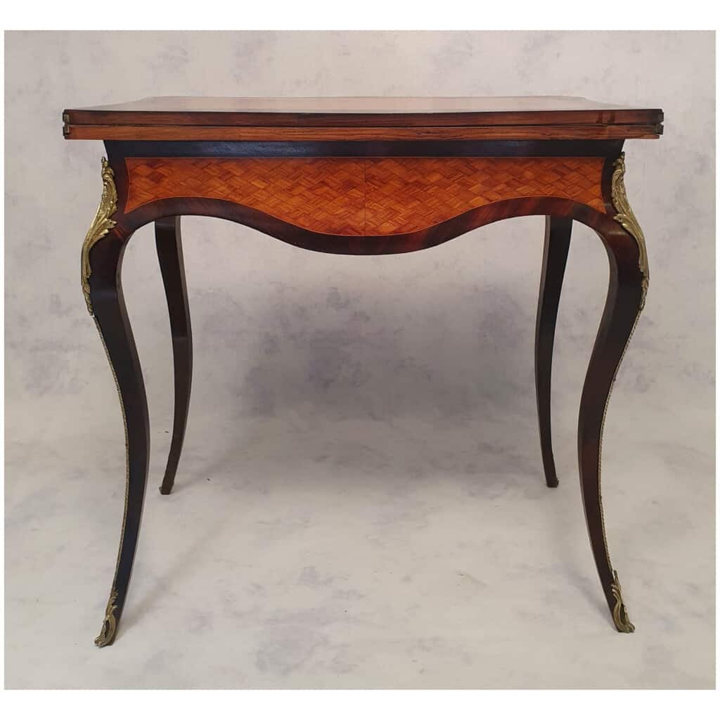 Louis XV Napoleon III Game Table - Marquetry - Rosewood & Rosewood - 19th 9