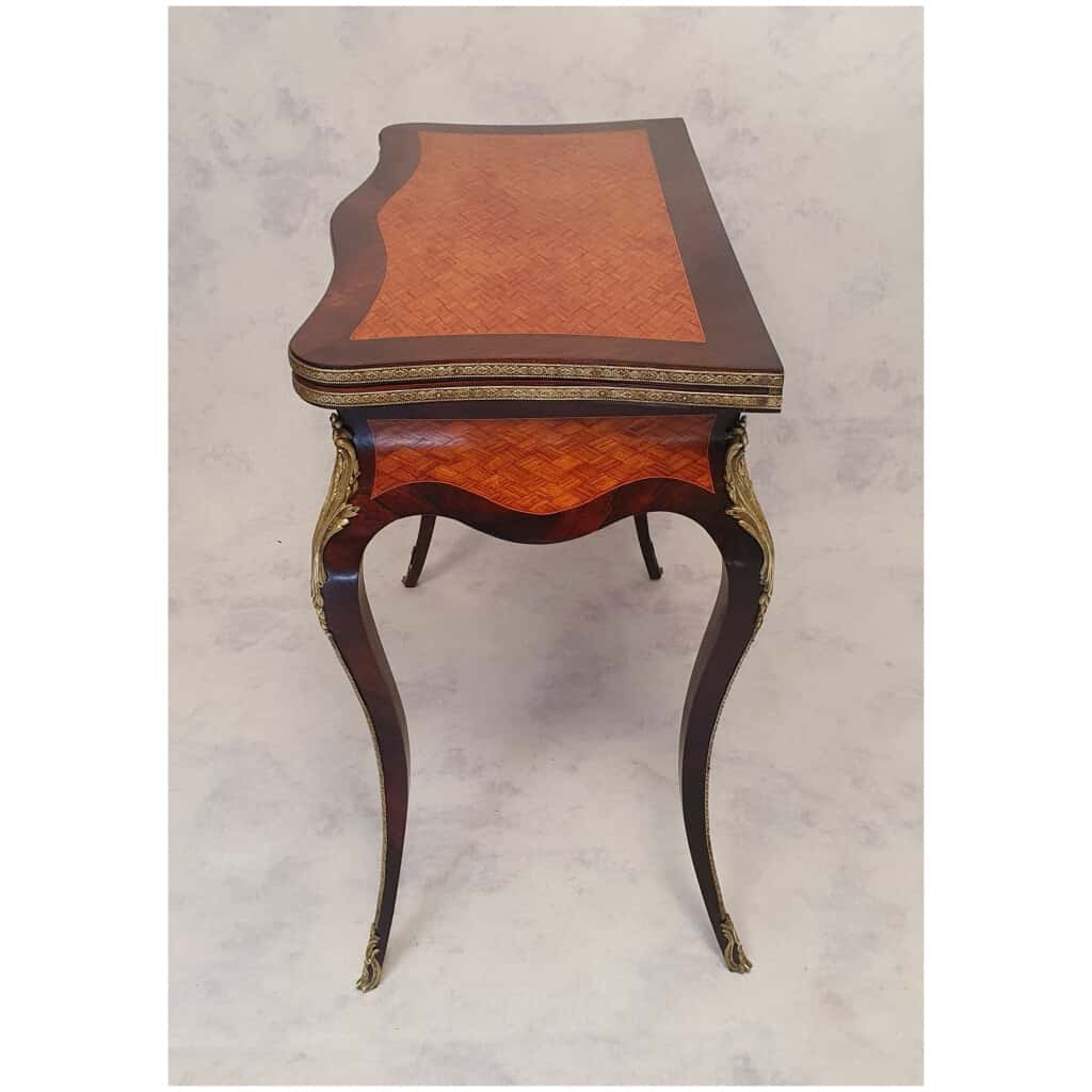 Louis XV Napoleon III Game Table - Marquetry - Rosewood & Rosewood - 19th 10