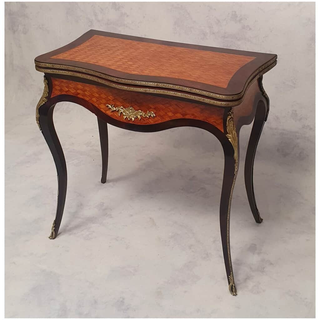 Louis XV Napoleon III Game Table - Marquetry - Rosewood & Rosewood - 19th 3