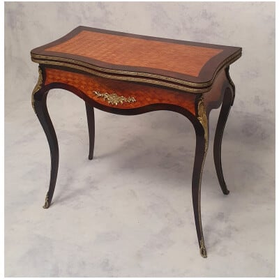 Louis XV Napoleon III Game Table - Marquetry - Rosewood & Rosewood - 19th