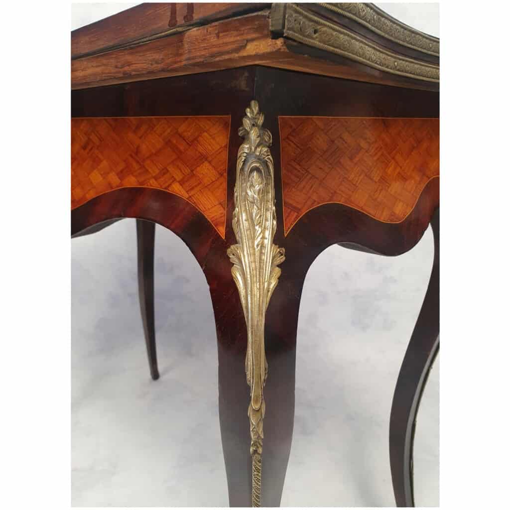 Louis XV Napoleon III Game Table - Marquetry - Rosewood & Rosewood - 19th 13