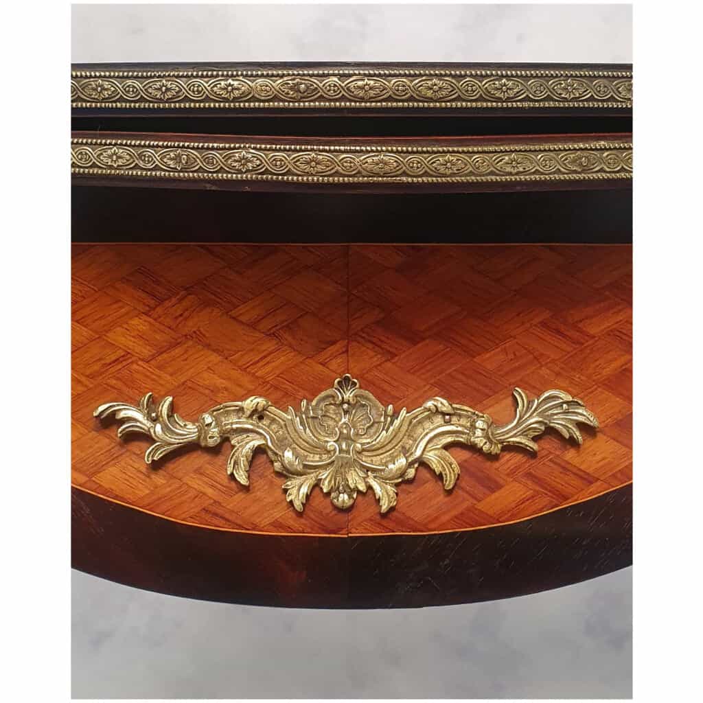 Table à Jeux Louis XV Napoléon III – Marqueterie – Bois De Rose & Palissandre – 19ème 14