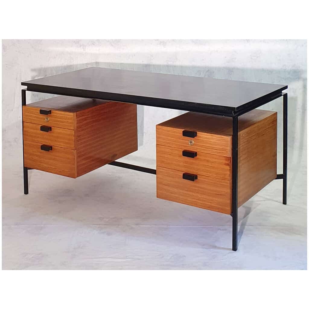 Desk CM 172 - Pierre Paulin Edition Thonet - Mahogany & Metal - Ca 1955-57 3