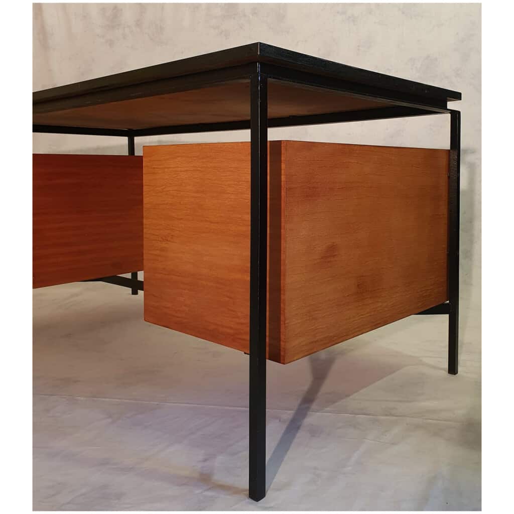 Desk CM 172 - Pierre Paulin Edition Thonet - Mahogany & Metal - Ca 1955-57 6