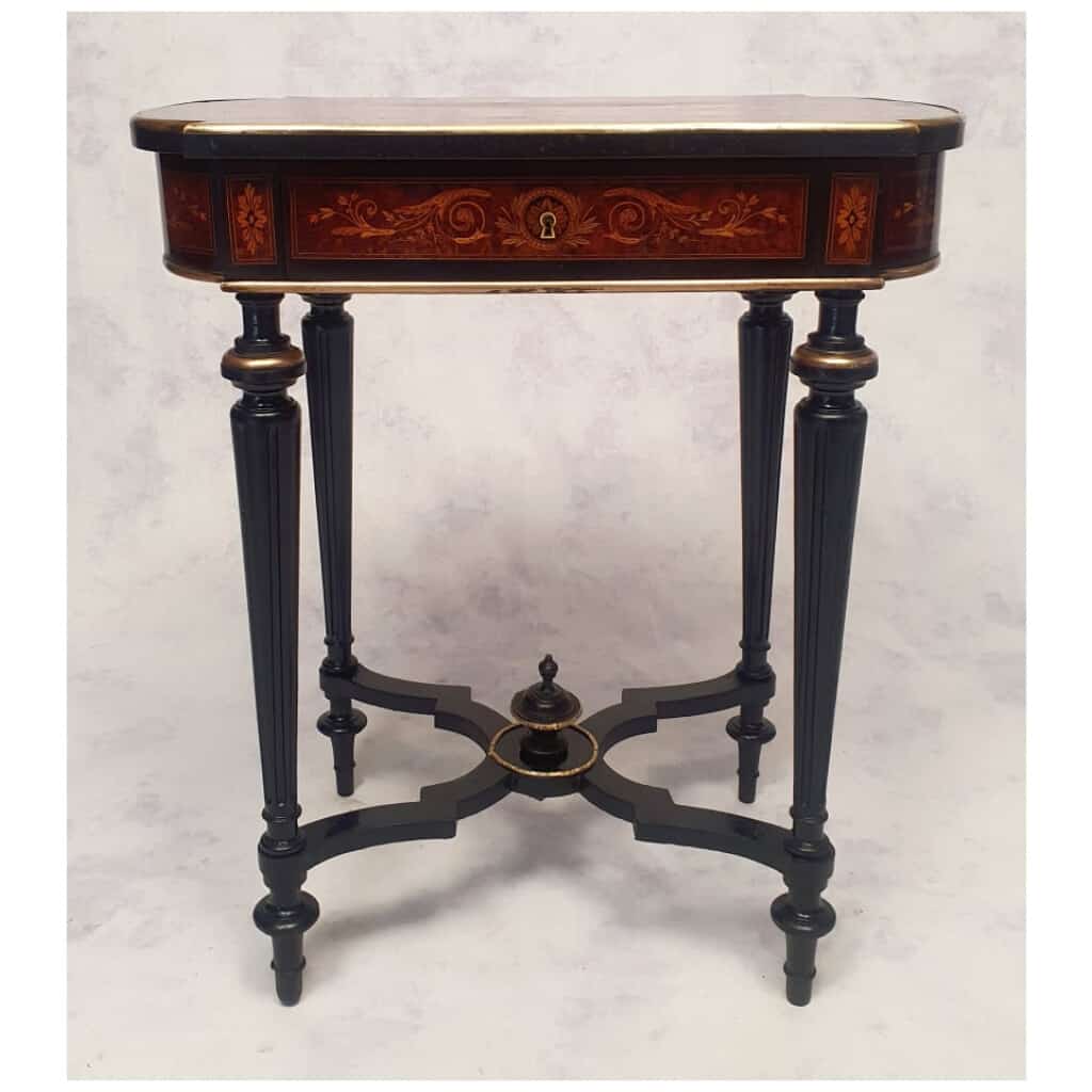 Coiffeuse d’Époque Napoléon III – Marqueterie – Poirier Noirci & Loupe De Thuya – 19ème 6