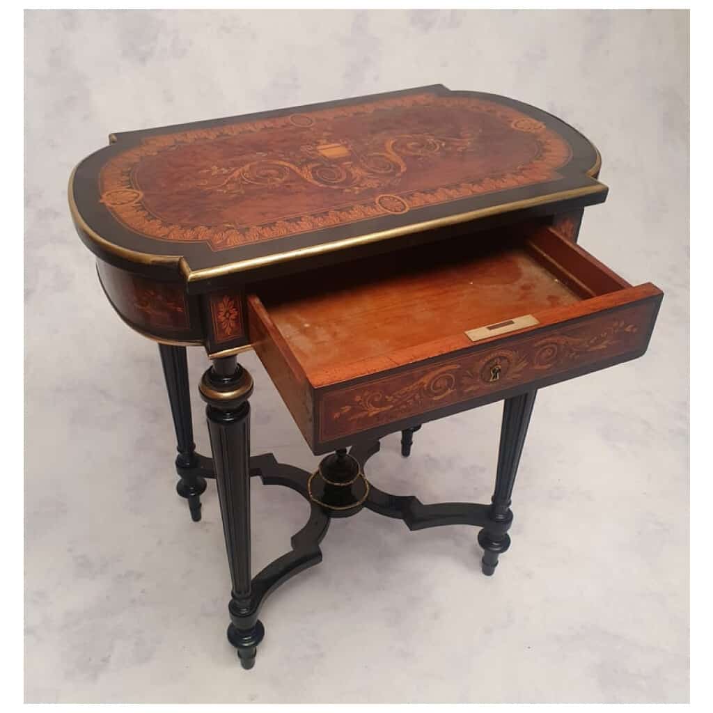 Coiffeuse d’Époque Napoléon III – Marqueterie – Poirier Noirci & Loupe De Thuya – 19ème 9
