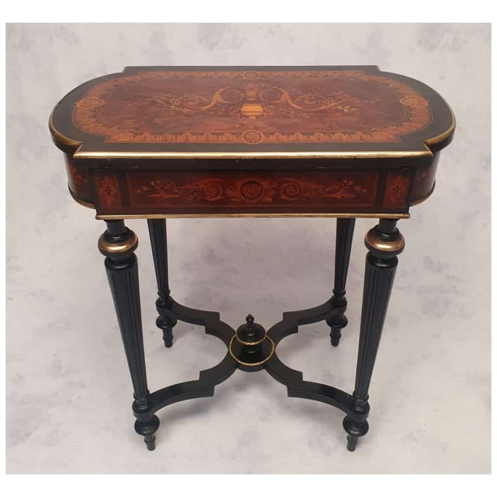 Coiffeuse d’Époque Napoléon III – Marqueterie – Poirier Noirci & Loupe De Thuya – 19ème 7