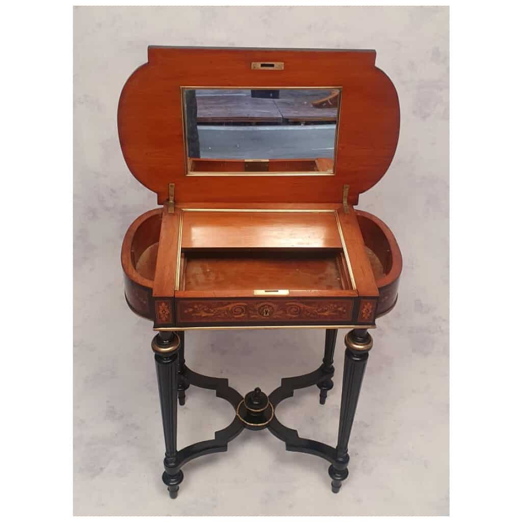 Coiffeuse d’Époque Napoléon III – Marqueterie – Poirier Noirci & Loupe De Thuya – 19ème 8