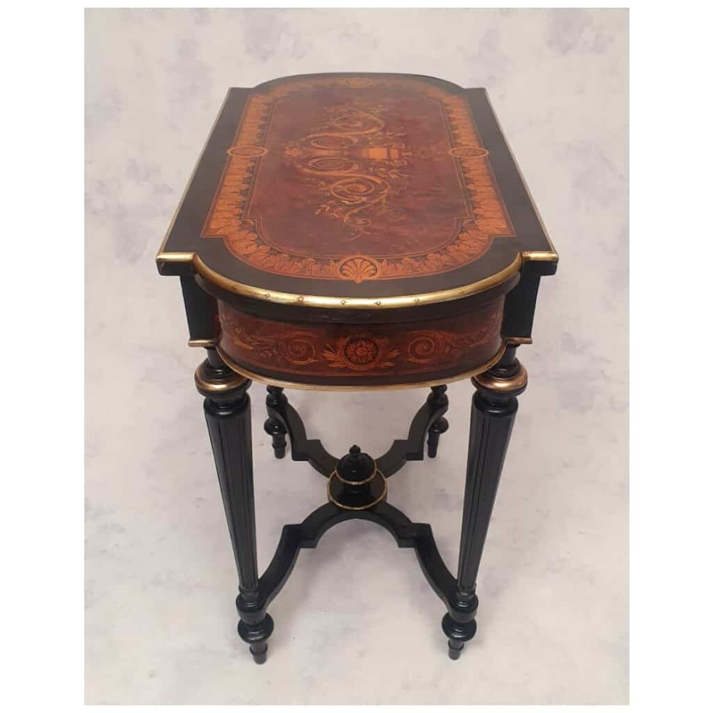 Coiffeuse d’Époque Napoléon III – Marqueterie – Poirier Noirci & Loupe De Thuya – 19ème 10