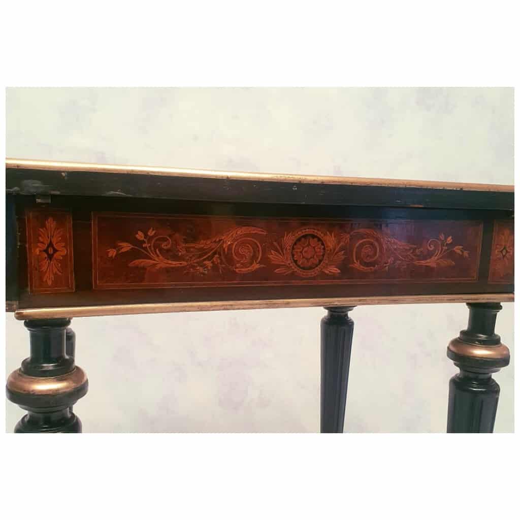 Coiffeuse d’Époque Napoléon III – Marqueterie – Poirier Noirci & Loupe De Thuya – 19ème 12